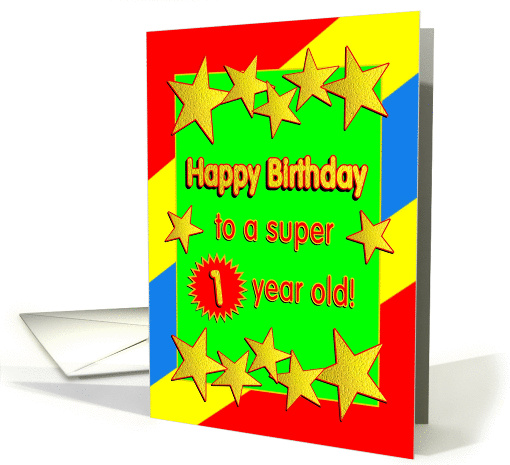 Happy Birthday 1 Year Old Golden Stars card (1210324)
