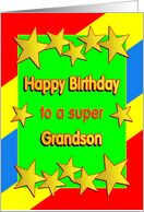 Happy Birthday Grandson Golden Stars card