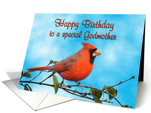 Happy Birthday Godmother Cardinal Bird card (1262000)