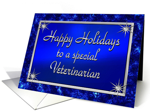 Happy Holidays Veterinarian Blue and Silver card (1282934)