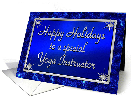 Happy Holidays Yoga Instructor Blue and Silver card (1284114)