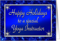 Happy Holidays Yoga Instructor Blue and Silver card