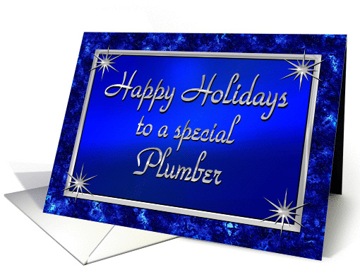 Happy Holidays Plumber Blue and Silver card (1284116)