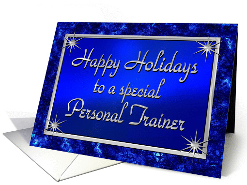 Happy Holidays Personal Trainer Blue and Silver card (1284118)