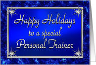 Happy Holidays Personal Trainer Blue and Silver card