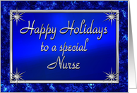 Happy Holidays Nurse Blue and Silver card