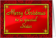 Merry Christmas Sister Shiny Red and Gold card