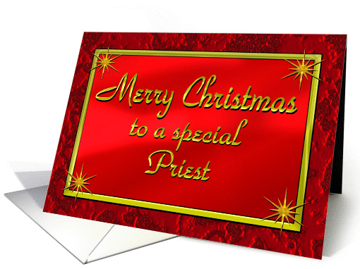 Merry Christmas Priest Shiny Red and Gold card (1284290)