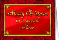 Merry Christmas Niece Shiny Red and Gold card