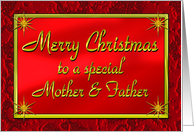 Merry Christmas Mother & Father Shiny Red and Gold card