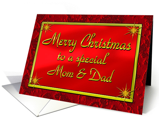Merry Christmas Mom & Dad Shiny Red and Gold card (1284310)