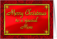 Merry Christmas Mom Shiny Red and Gold card