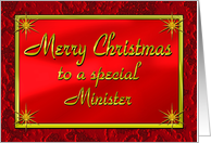 Merry Christmas Minister Shiny Red and Gold card
