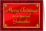 Merry Christmas Godmother Shiny Red and Gold card
