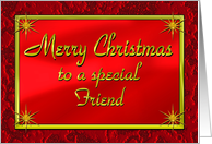 Merry Christmas Friend Shiny Red and Gold card