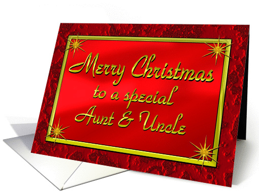 Merry Christmas Aunt & Uncle Shiny Red and Gold card (1284356)