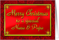 Merry Christmas Nana & Papa Shiny Red and Gold card