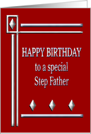 Happy Birthday Step Father Red and Silver card