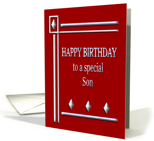 Happy Birthday Son Red and Silver card (1363310)