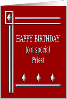 Happy Birthday Priest Red and Silver card