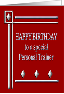 Happy Birthday Personal Trainer Red and Silver card