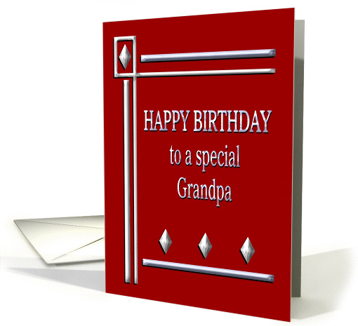 Happy Birthday Grandpa Red and Silver card (1363330)
