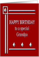 Happy Birthday Grandpa Red and Silver card