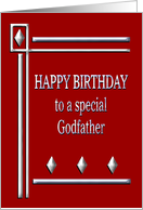 Happy Birthday Godfather Red and Silver card