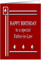 Happy Birthday Father-in-Law Red and Silver card