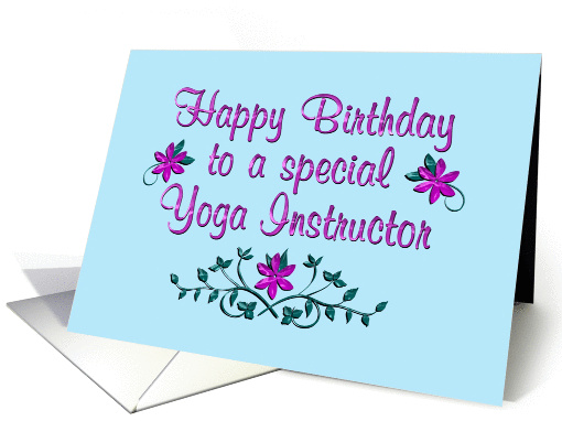 Happy Birthday Yoga Instructor Purple Flowers card (1363490)