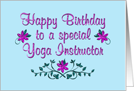 Happy Birthday Yoga Instructor Purple Flowers card