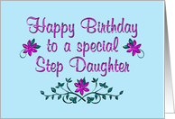 Happy Birthday Step Daughter Purple Flowers card