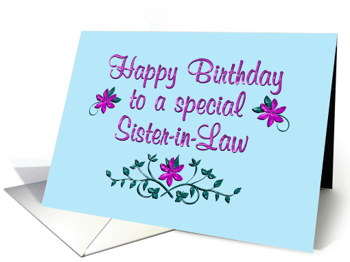 Happy Birthday Sister-in-Law Purple Flowers card (1363498)