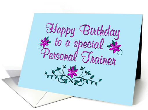 Happy Birthday Personal Trainer Purple Flowers card (1363502)