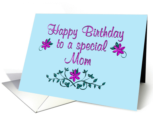 Happy Birthday Mom Purple Flowers card (1363514)