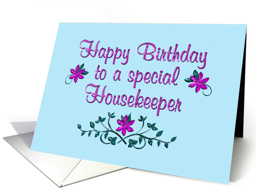 Happy Birthday Housekeeper Purple Flowers card (1363520)