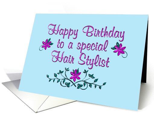 Happy Birthday Hair Stylist Purple Flowers card (1363522)