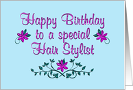 Happy Birthday Hair Stylist Purple Flowers card