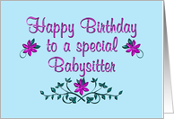 Happy Birthday Babysitter Purple Flowers card