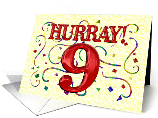 Happy Birthday age 9 Colorful Confetti card (1421938)