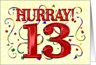 Happy Birthday age 13 Colorful Confetti card