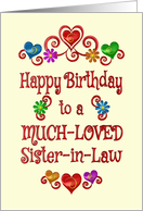 Happy Birthday Sister-in-Law Hearts and Flowers card