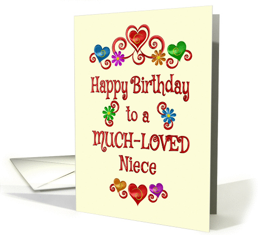 Happy Birthday Niece Hearts and Flowers card (1422850)