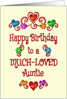 Happy Birthday Auntie Hearts and Flowers card