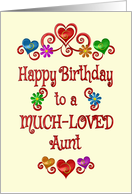 Happy Birthday Aunt Hearts and Flowers card