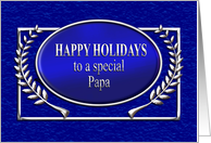 Happy Holidays Papa Blue and Silver card