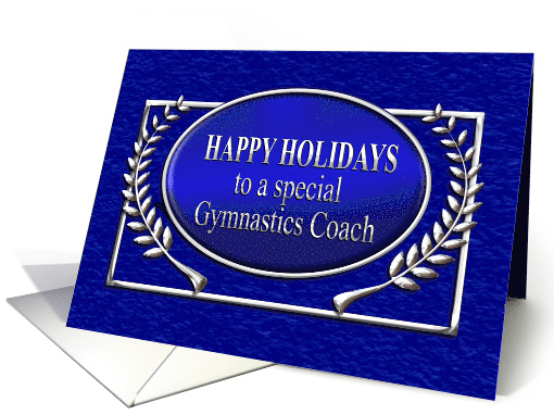 Happy Holidays Gymnastics Coach Blue and Silver card (1479386)