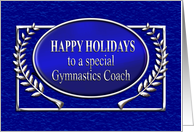 Happy Holidays Gymnastics Coach Blue and Silver card