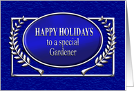 Happy Holidays Gardener Blue and Silver card