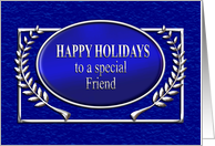 Happy Holidays Friend Blue and Silver card